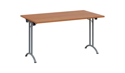 SLA 140 lak skládací jednací stůl 1394x800, deska 25 mm, podnož stříbrný lak, deska olše jantar